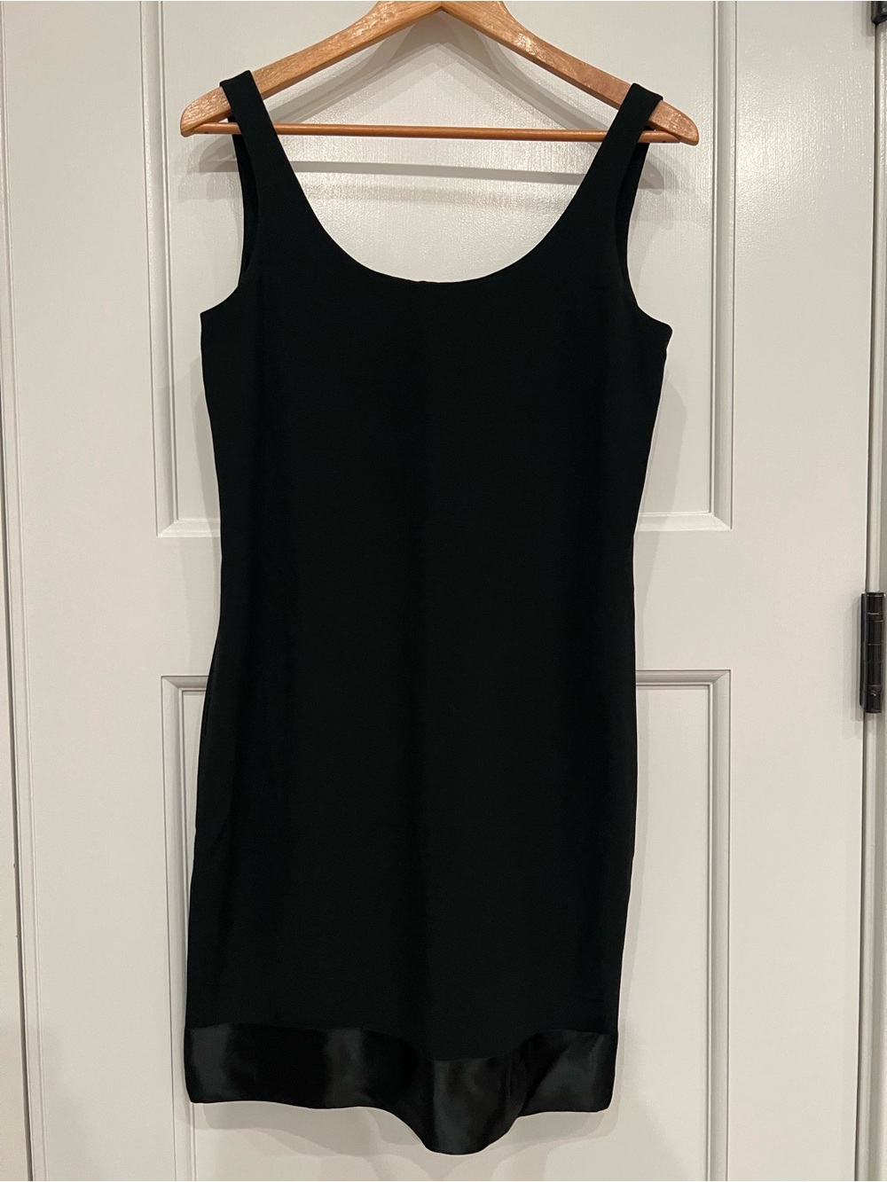 Perry Ellis Black Mini Slip Dress with Silk Hem